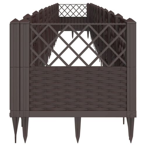 Градинска кашпа с колчета, кафява, 363,5x43,5x43,5 см, PP