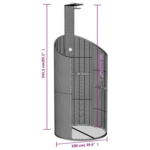 Външен душ черен 100x100x241,5 см полиратан и акациево дърво