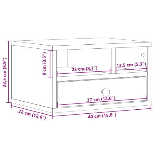 Стойка за принтер, бяла, 40x32x22,5 см, инженерно дърво