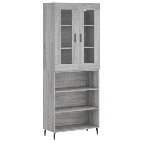 Висок шкаф, сив сонома, 69,5x34x180 см, инженерно дърво