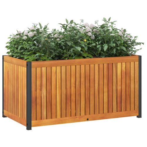 Градинска кашпа 85x45x44 см масивна акация и стомана