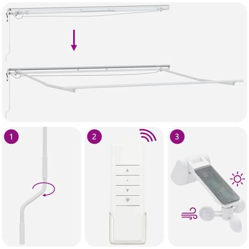 Автоматично прибираща се тента с LED, бордо, 500x300 см