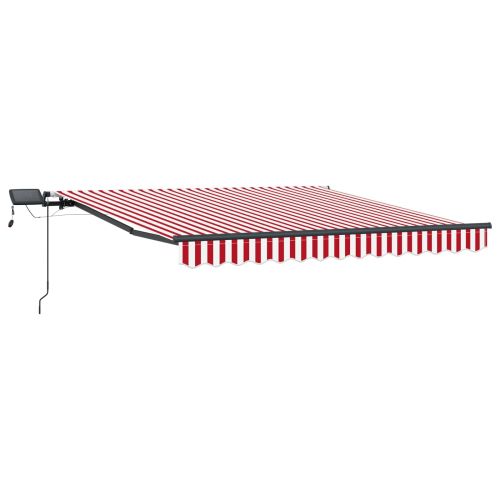 Прибираща се тента Червено и бяло 300 x 250 cm Тъкан и алуминий