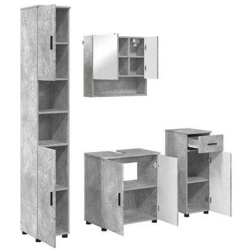 Комплект мебели за баня 4 бр. Циментено сиво 61 x 35 x 64 см