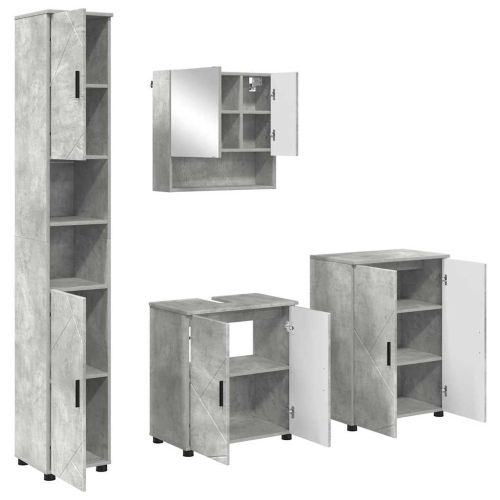 Комплект мебели за баня 4 бр. Циментено сиво 61 x 35 x 64 см