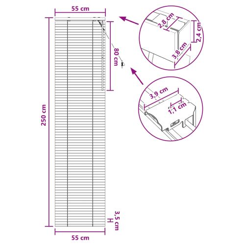 Венецианска щора Тъмен кафяв 55 x 250 см 35 mm