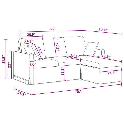 Диван Тъмен сив 178 x 134 x 80 см Кадифе