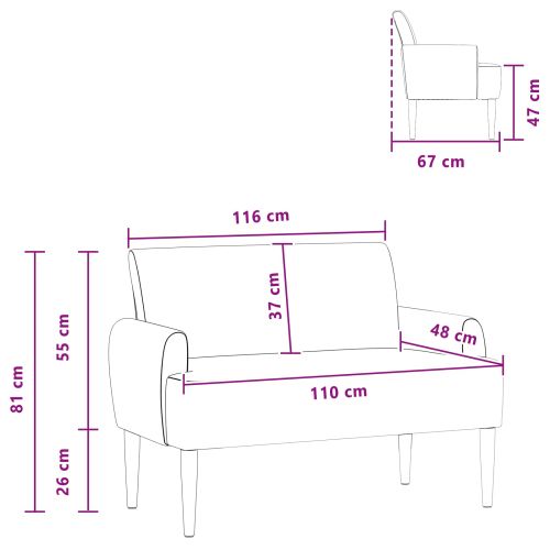 Двуместен диван с копчета Синьо 116 x 67 x 81 см