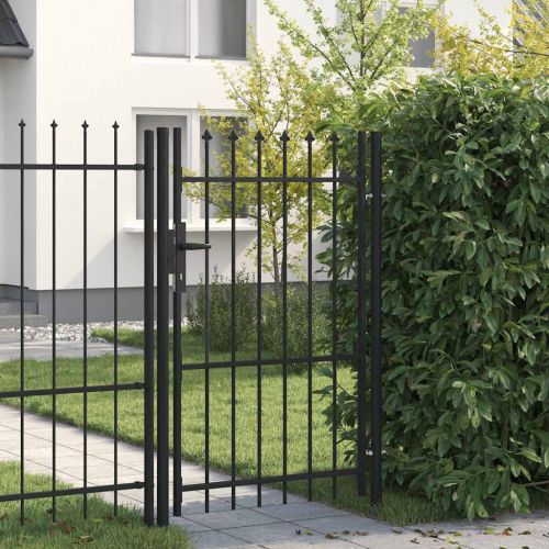Оградна порта BOXTEL с единична врата с шипове отгоре, стомана, 1x1,5 м, черна