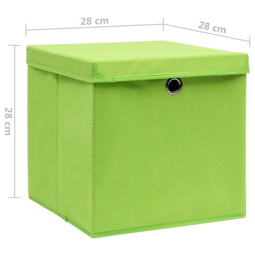 Кутии за съхранение с капаци 10 бр 28x28x28 см зелени