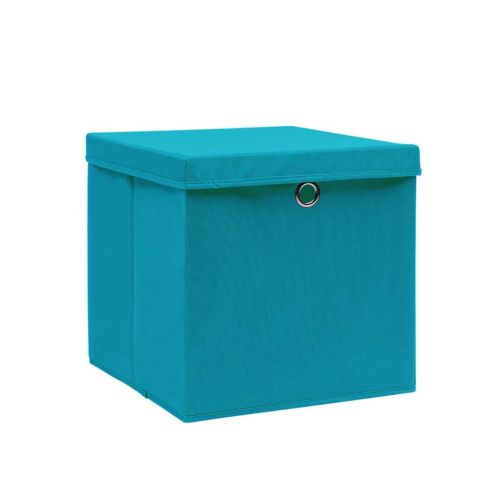 Кутии за съхранение с капаци 4 бр 28x28x28 см бебешко синьо