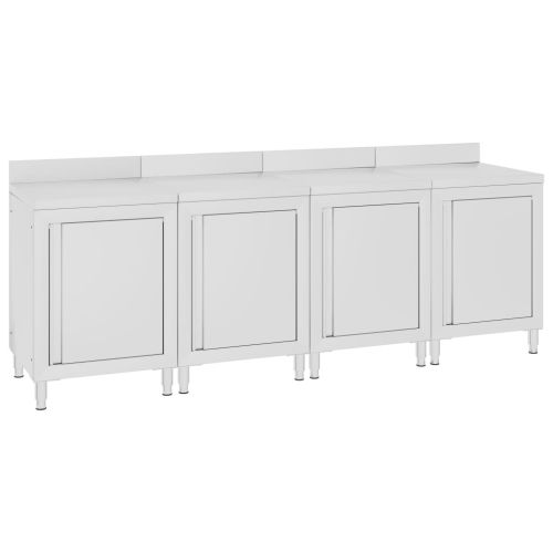 Търговска работна маса с шкаф 240x60x96 см неръждаема стомана