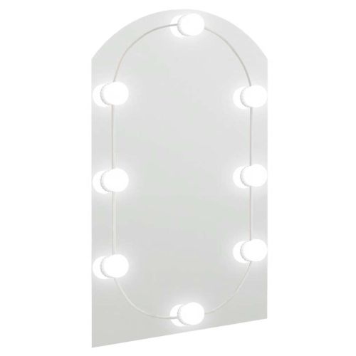 Огледало с LED лампи, 60x40 см, стъкло, арка
