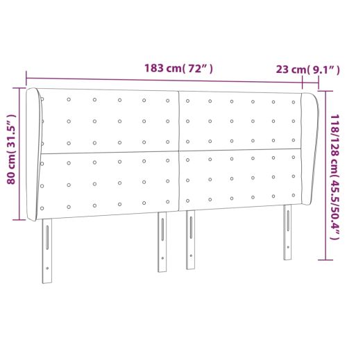 Горна табла за легло с уши, светлосива, 183x23x118/128 см, плат