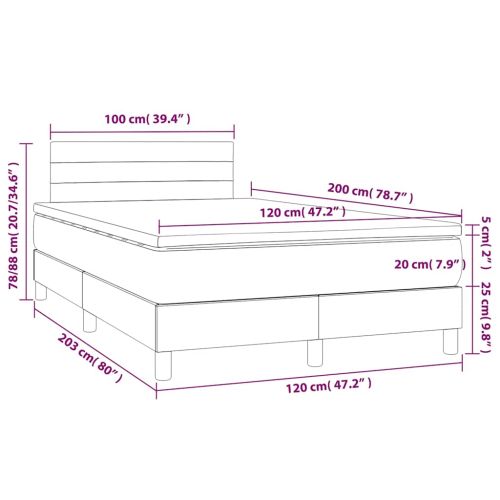 Боксспринг легло с матрак, черно, 120x200 см, кадифе
