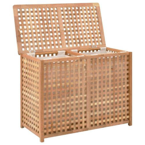 Кош за пране 39x39x65 см масивно орехово дърво