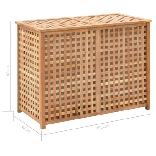 Кош за пране 39x39x65 см масивно орехово дърво