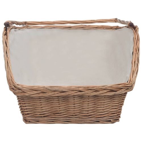 286989 Firewood Basket with Handle 61,5x46,5x58 cm Brown Willow