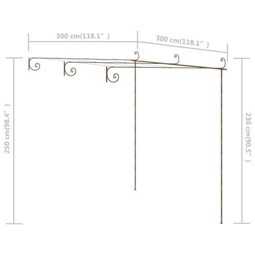 Градинска пергола, антично кафяво, 3x3x2,5 м, желязо