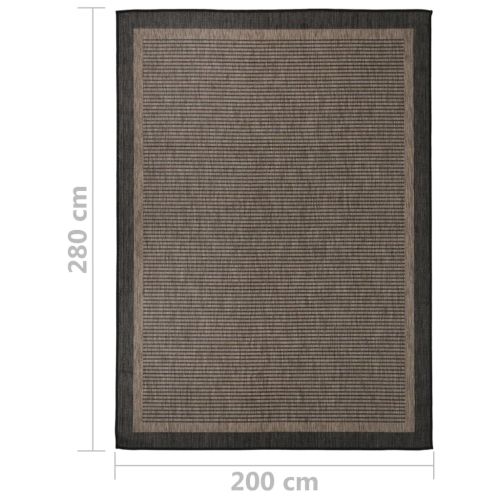 Градински плоскотъкан килим, 200x280 см, тъмнокафяв