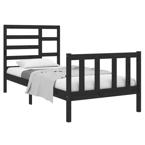 Рамка за легло черна масивно дърво 75x190 см Small Single