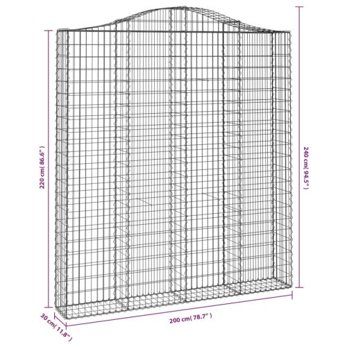 Дъговидна габионна кошница 200x30x220/240 см поцинковано желязо