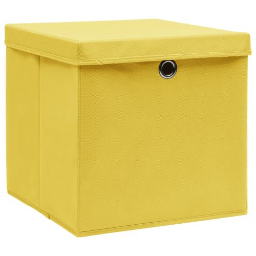 Кутии за съхранение с капаци 4 бр 28x28x28 см жълти