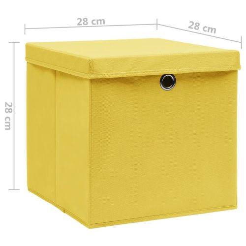 Кутии за съхранение с капаци 4 бр 28x28x28 см жълти