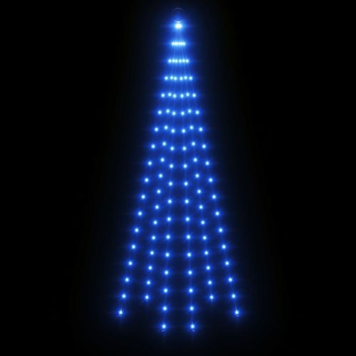 Коледна елха на флагщок, синьо, 108 LED, 180 см