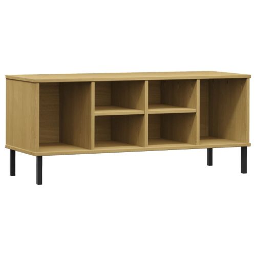Етажерка за обувки метални крака кафява 106x35x45 см масив OSLO
