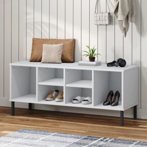 Етажерка за обувки с метални крака бяла 106x35x45 см масив OSLO