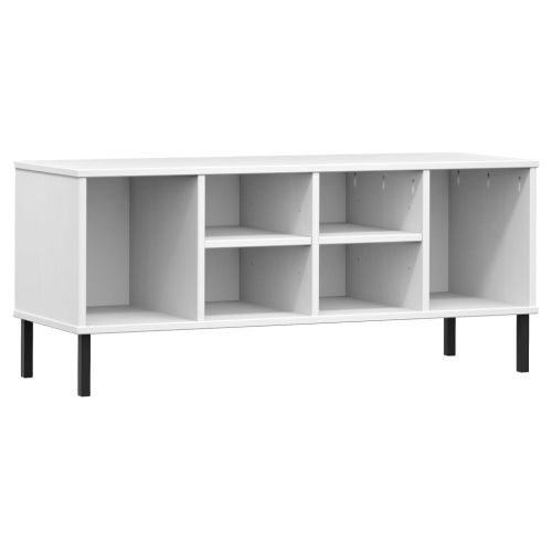 Етажерка за обувки с метални крака бяла 106x35x45 см масив OSLO