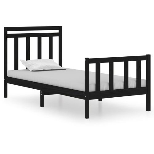 Рамка за легло черна масивно дърво 75x190 см Small Single