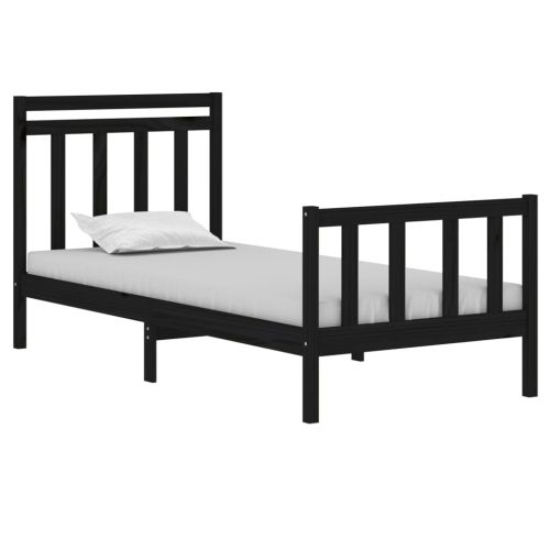 Рамка за легло черна масивно дърво 75x190 см Small Single