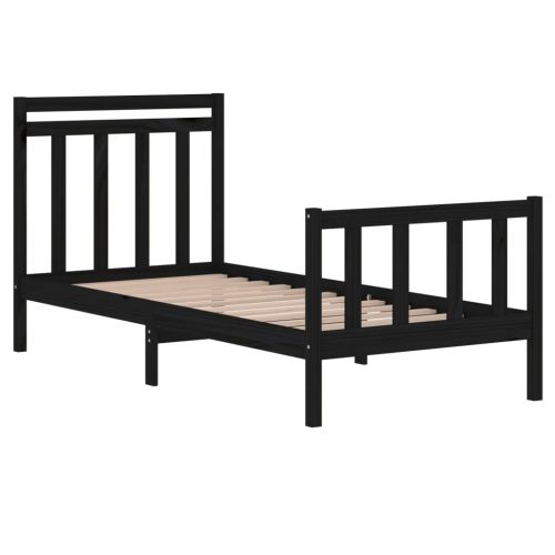 Рамка за легло черна масивно дърво 75x190 см Small Single