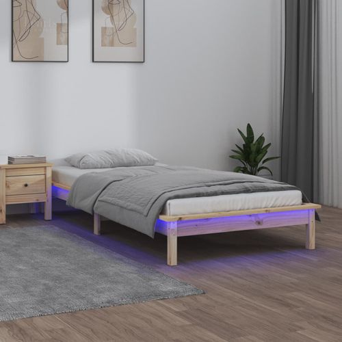 LED рамка за легло 90x190 см Single масивна дървесина