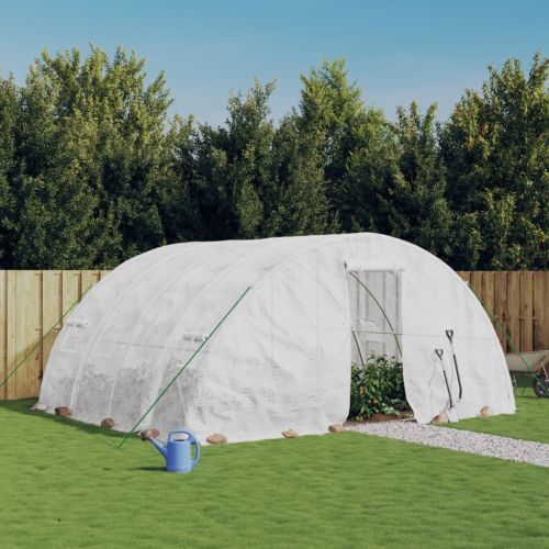 Оранжерия със стоманена рамка, бяла, 20 м², 5x4x2,3 м