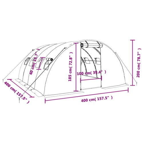 Оранжерия със стоманена рамка зелена 16 м² 4x4x2 м
