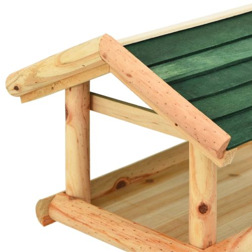 Хранилка за птици със стойка 37x28x100 см чамово дърво масив