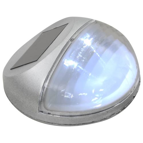 Градински соларни стенни лампи, LED, 12 бр, кръгли, сребристи