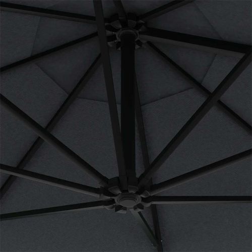 Градински чадър за монтаж на стена, с LED, 300 см, антрацит