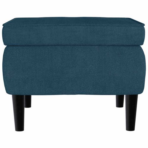 Фотьойл Wingback с табуретка, син, кадифе