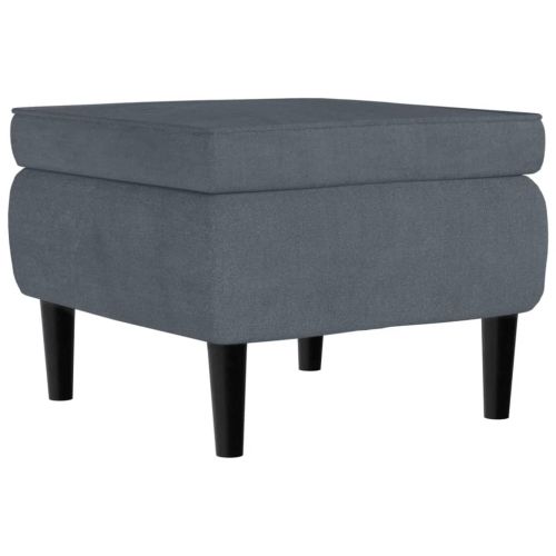 Фотьойл Wingback с табуретка, тъмносив, кадифе