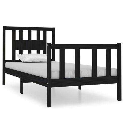 Рамка за легло черна масивно дърво 75x190 см Small Single