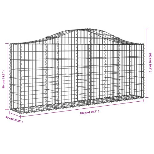 Габионни кошници арка 3 бр 200x30x80/100 см поцинковано желязо