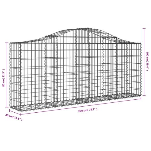 Габионни кошници арка 7 бр 200x30x80/100 см поцинковано желязо