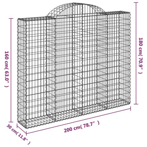 Габионни кошници арка 2 бр 200x30x160/180 см поцинковано желязо