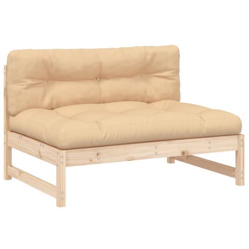 Градински лаундж комплект с възглавници, 2 части, дърво масив