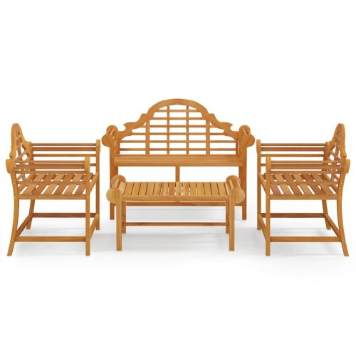 Градински лаундж комплект от 4 части тиково дърво масив