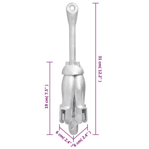 Сгъваема котва, сребриста, 1,5 кг, ковък чугун
